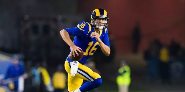 Der Los Angeles Rams Quarterback Jared Goff im Regular Season Spiel gegen die Minnesota Vikings.