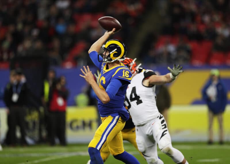 Der Los Angeles Rams Quarterback Jared Goff im Spiel gegen die Cincinnati Bengals.